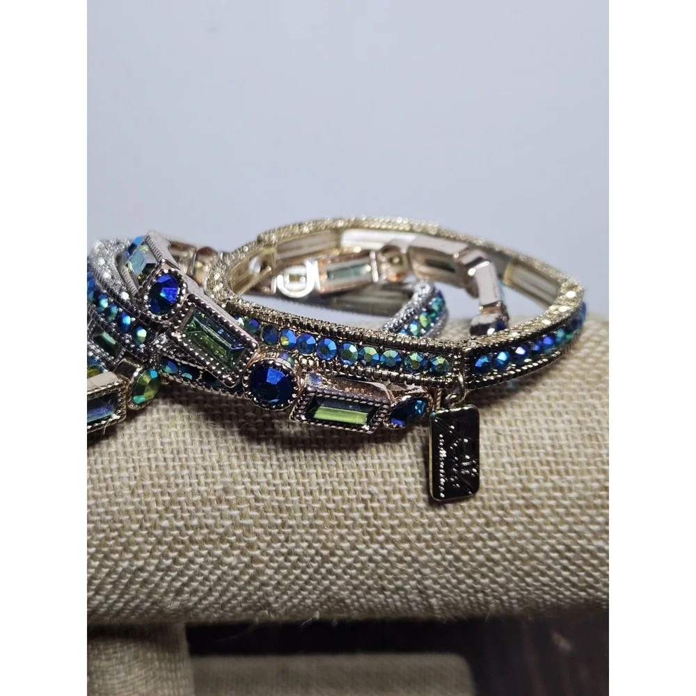 Off Park JTV 6 Pc Stretch Bracelet Set Y2K Mermaidcore Peacock Statement Crystal